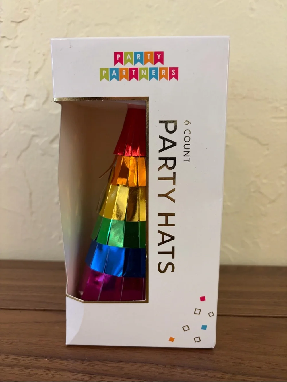 Party Partners Rainbow Metallic Fringe Party Hats 6 Count
